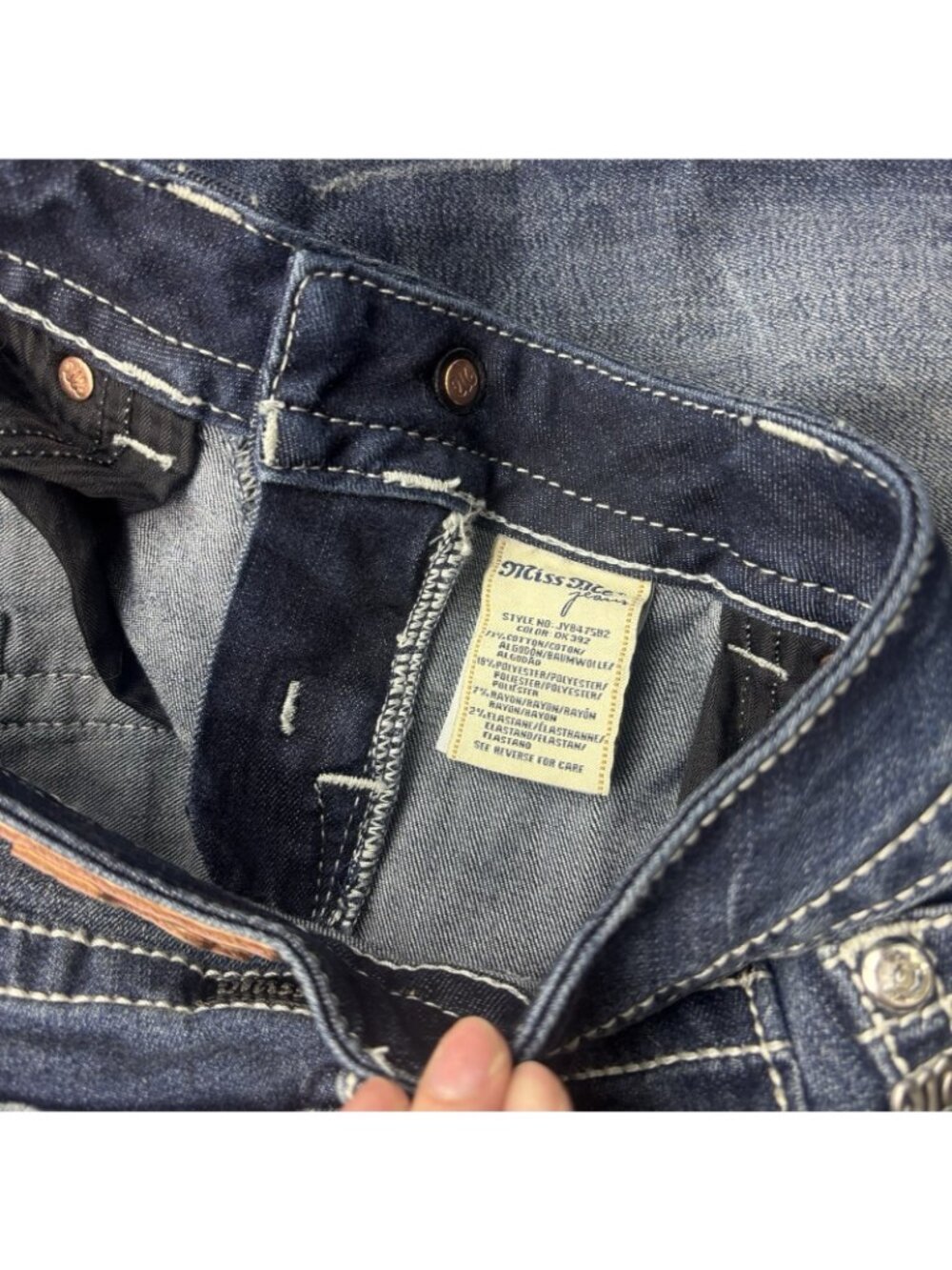 Miss Me L Bootcut Jeans Embellished Sequins Dark Wash Women’s Size 27 - Picture 6 of 12